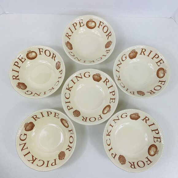 Wood & Sons Ripe For Picking Set Of 6 Bowls 6.5” Made in England Fine Tableware - Picture 1 of 5